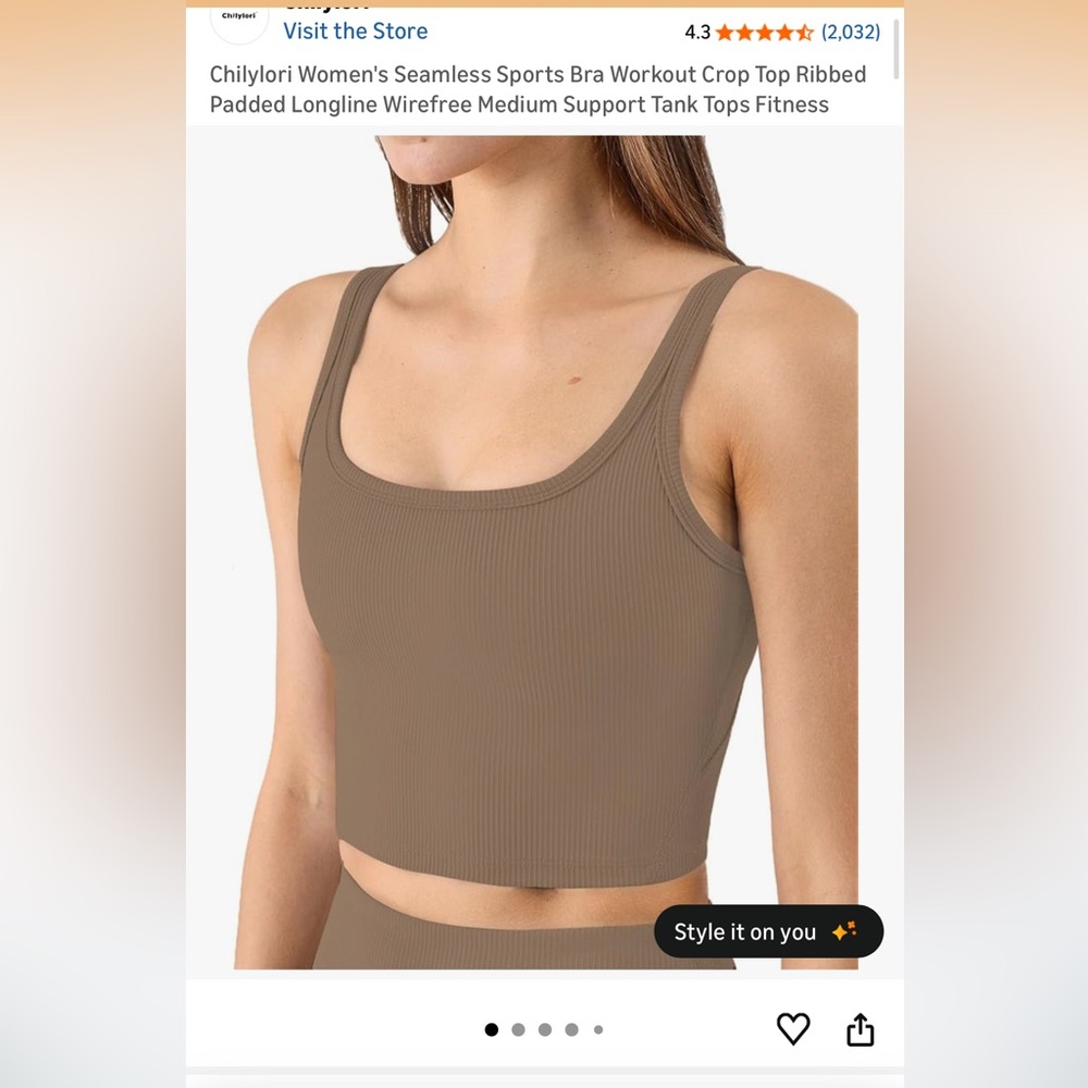 Brown Ribbed Crop Top - Picture 4 of 4